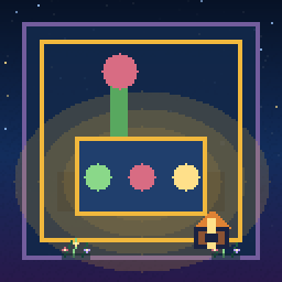 A Habbo.World room-game scene with marked tiles, game props, and a host station.